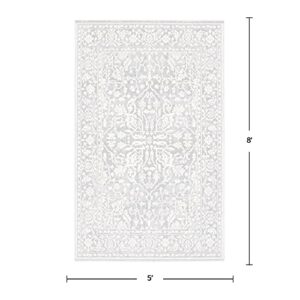 FirsTime & Co. Gray Noelle Vintage Medallion Area Rug for Living Room, Bedroom, Entryway, Home Office, Distressed, French Country, 5 x 8 Feet