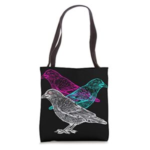 raven retro vaporwave bird lover aesthetic black crow tote bag