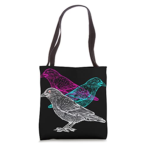 Raven Retro Vaporwave Bird Lover Aesthetic Black Crow Tote Bag