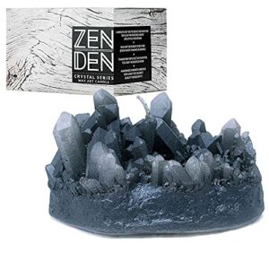 zen den crystal series – aura quartz shaped- unscented wax candle – handcrafted for home décor & positive energy (smokey quartz / black)
