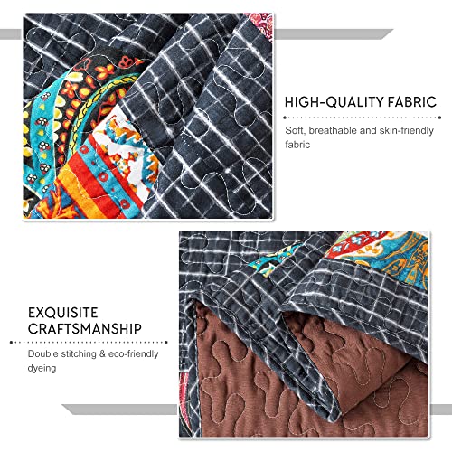 Travan Real Patchwork Quilted Throw Blanket Retro Cotton Blanket for Bed Couch Sofa (Lush Style, Throw Blanket), 60 x 78Inch