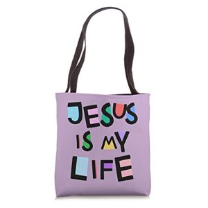 jesus is my life religious church christian worship womens tote bag