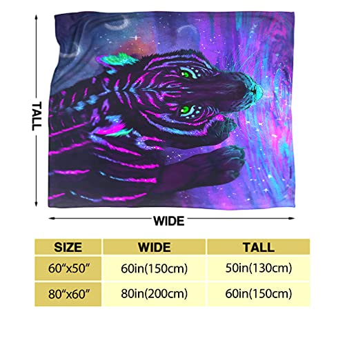 Tiger Blanket for Bed Sofa Couch 3D Wild Animal Print Throw Blanket Wildlife Blanket Galaxy Fuzzy Blanket Purple Blanket (51" x 59")