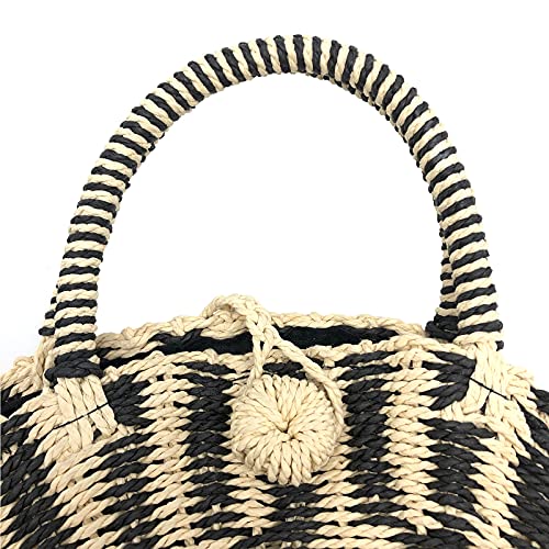 Straw Bag Hand Weave Straw Crossbody Bags For Women Circle Handle Tote Handbag Beach Bags for Womens Large Summer Weave Shoulder Bags Natural