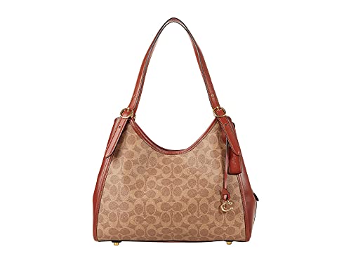 COACH Coated Canvas Signature Lori Shoulder Bag Tan Rust One Size