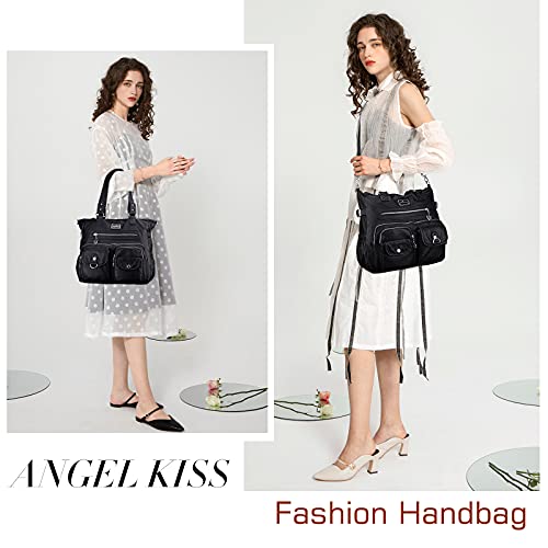 Angelkiss Purses and Handbag for Women Soft PU Leather Shoulder Handbag Hobo Bags Satchel Shoulder Bags Ladies Tote Crossbody Travel Bag Black