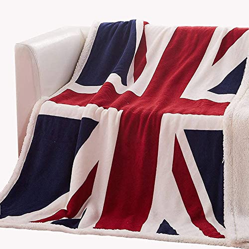 Annyuboo British Union Jack Throw Blanket Soft Sherpa Fleece Blanket Lightweight Cozy Blanket for Couch Bed Chair Office Sofa - 50x60Inch