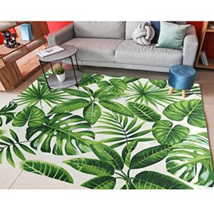 alaza tropical palm tree leaf jungle non slip area rug 5′ x 7′ for living dinning room bedroom kitchen hallway office modern home decorative