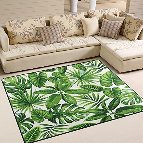 ALAZA Tropical Palm Tree Leaf Jungle Non Slip Area Rug 5' x 7' for Living Dinning Room Bedroom Kitchen Hallway Office Modern Home Decorative