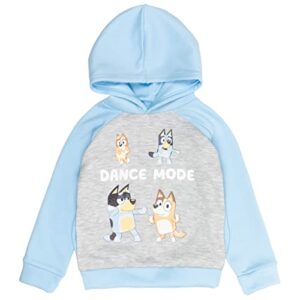 bluey bingo mom toddler boys fleece hoodie light blue/grey 5t