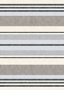 studio m floor flair broad stripes – cape neutral grey – 5 x 7 ft decorative vinyl rug – non-slip, waterproof floor mat – easy to clean, ultra low profile – printed in the usa
