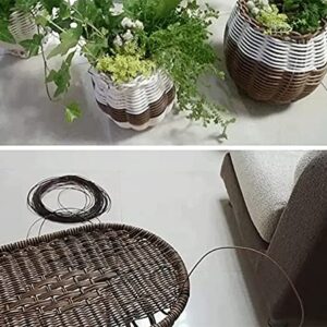 Synthetic Brown Woven Round Rattan, PE Plastic Round Rattan, Woven Repair Rattan Chair, Woven Wicker Suitable for Weaving Repair Chair, Table, Storage Basket