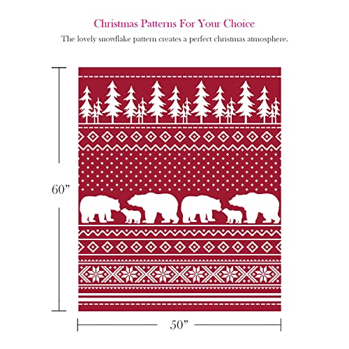 FBTS Prime Throw Blanket 50x60 Inch Red Bear Christmas Blanket Throws for Couch Soft