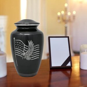 American Honor and Glory Cremation Urn, Handcrafted Metal Urn for Human Ashes, Adult Cremation Urn with Velvet Bag