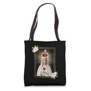 our lady of fatima immaculate heart of blessed virgin mary tote bag