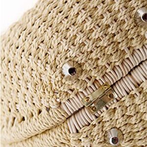 Women's Shell Shape Straw Bag Rattan Beach Tote Summer Straw Tote Bag (Brown,One Size)