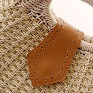 Women's Shell Shape Straw Bag Rattan Beach Tote Summer Straw Tote Bag (Brown,One Size)