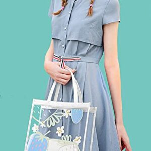 QZUnique Handbags Set Clear PVC Shoulder Bag + Leather Crossbody Bag Large Printed Cute Tote Bag for Women