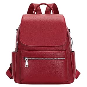 over earth genuine leather backpack purse for women fashion travel leather rucksack purse with flap for ladies(o138e wine red)