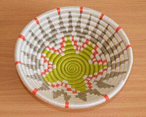 hand woven african basket – small, 8 inches sisal & sweetgrass basket – woven bowl – handmade in rwanda, srb330