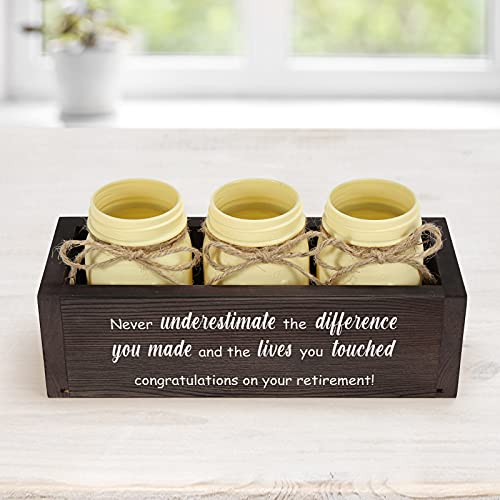 THYGIFTREE Retirement Gifts for Women, 2023 Happy Retirement Appreciation Gifts for Mom Teacher Nurse Coworkers Employee Friends, Mason Jar Farmhouse Planter Box - Never Underestimate the Difference You Made