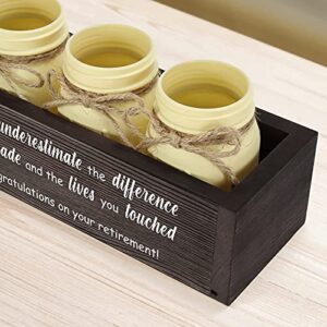 THYGIFTREE Retirement Gifts for Women, 2023 Happy Retirement Appreciation Gifts for Mom Teacher Nurse Coworkers Employee Friends, Mason Jar Farmhouse Planter Box - Never Underestimate the Difference You Made