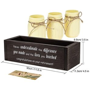 THYGIFTREE Retirement Gifts for Women, 2023 Happy Retirement Appreciation Gifts for Mom Teacher Nurse Coworkers Employee Friends, Mason Jar Farmhouse Planter Box - Never Underestimate the Difference You Made