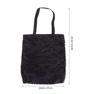 PartyKindom Travel Tote Bag Tote Bag Sequin Large Capacity Handbag Shoulder Bag Woman Shopping Bag- Black Versa Tote