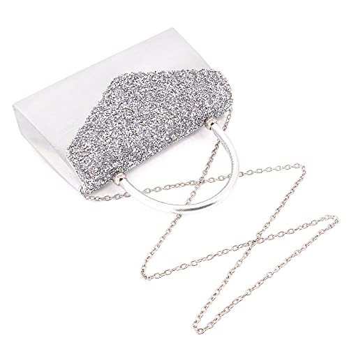 Naimo Glitter Rhinestone Flap Evening Bag Top-Handle Clutch Wedding Prom Party Tote Purse Envelop Handbag