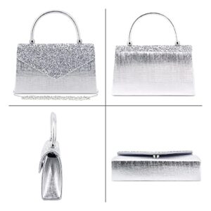 Naimo Glitter Rhinestone Flap Evening Bag Top-Handle Clutch Wedding Prom Party Tote Purse Envelop Handbag