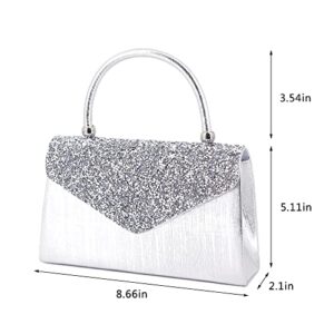 Naimo Glitter Rhinestone Flap Evening Bag Top-Handle Clutch Wedding Prom Party Tote Purse Envelop Handbag