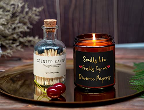 Fufandi Funny Divorce Gifts for Women - Unique Divorce Candle Gift - Breaking Up Gifts for Best Friends, Sister, Coworkers, Her, BFF, Female Friends - Lavender Scented Candles with Keychain