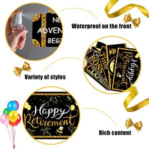 20 Pieces Retirement Party Sign Happy Retirement Party Directional Sign Retired Yard Sign Retirement Hanging Cards for Happy Retirement Party Supplies, 10 Styles (Black, Gold, White)