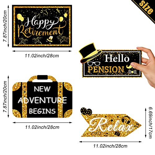 20 Pieces Retirement Party Sign Happy Retirement Party Directional Sign Retired Yard Sign Retirement Hanging Cards for Happy Retirement Party Supplies, 10 Styles (Black, Gold, White)