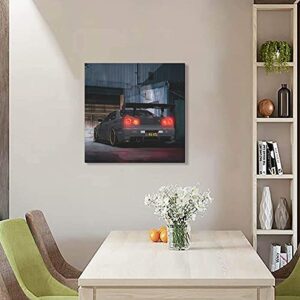 XPFFF JDM Car Posters R34 Canvas Art Painting Decor Wall Posters Family Bedroom Hotel Restaurant Gym Office Decorative for Room Aesthetic Gift Poster 12×12inchs(30×30cm)