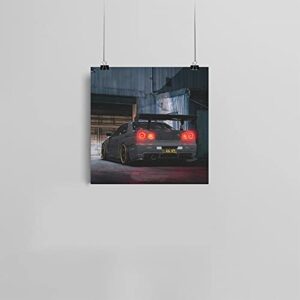 XPFFF JDM Car Posters R34 Canvas Art Painting Decor Wall Posters Family Bedroom Hotel Restaurant Gym Office Decorative for Room Aesthetic Gift Poster 12×12inchs(30×30cm)