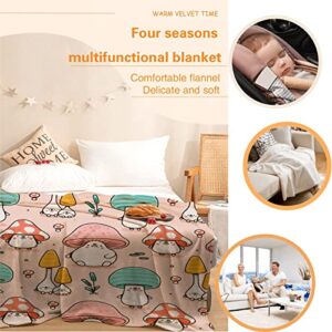 Atthadassi Cute Mushroom Head Soft Blanket All Season Throw Blanket Fleece Blankets Bed Sofa 50"x40"