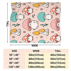 Atthadassi Cute Mushroom Head Soft Blanket All Season Throw Blanket Fleece Blankets Bed Sofa 50"x40"