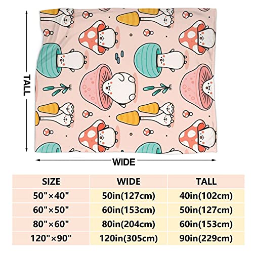 Atthadassi Cute Mushroom Head Soft Blanket All Season Throw Blanket Fleece Blankets Bed Sofa 50"x40"