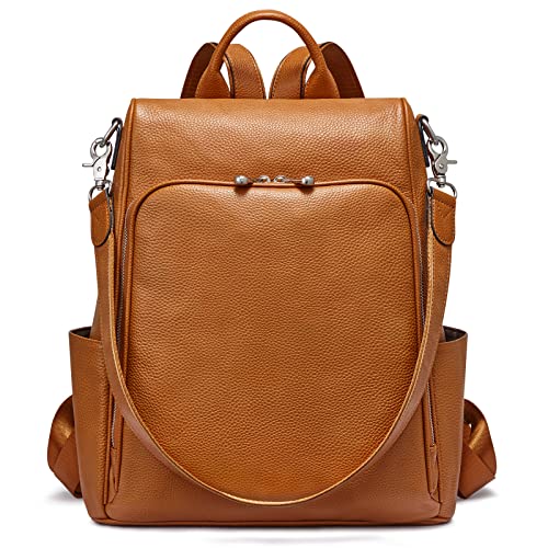 S-ZONE Leather Backpack Purse for Women Fashion Anti-theft Rucksack Ladies Convertible Shoulder Bag Handbag Medium