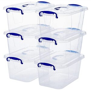 yyqx 6-pack clear plastic storage bin with lids, stackable organizer box with latching handle, 6.5l/7quart