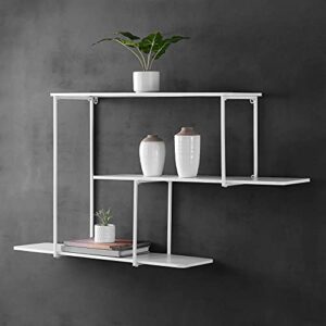 safavieh home collection anthe modern white floating 3-tier display wall shelf