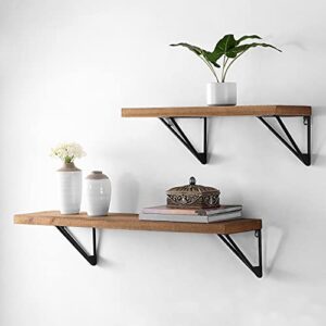 safavieh home collection banria modern rustic brown/black floating display wall shelf (set of 2)