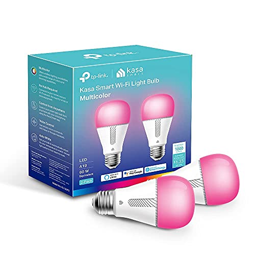 Kasa Smart Bulb, 1000 Lumens Full Color Changing Dimmable Smart WiFi Light Bulb Compatible with Alexa and Google Home, 11W, A19, 2.4Ghz only, No Hub Required, A Certified for Humans Device (KL135P2)