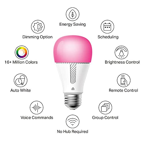 Kasa Smart Bulb, 1000 Lumens Full Color Changing Dimmable Smart WiFi Light Bulb Compatible with Alexa and Google Home, 11W, A19, 2.4Ghz only, No Hub Required, A Certified for Humans Device (KL135P2)