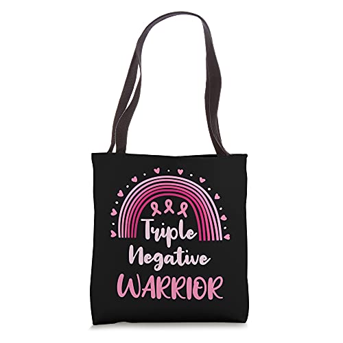 Triple Negative Breast Cancer Awareness Warrior Pink Rainbow Tote Bag