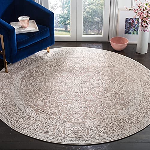 SAFAVIEH Reflection Collection 10' Round Beige/Cream RFT670A Boho Tribal Distressed Living Room Dining Bedroom Foyer Area Rug