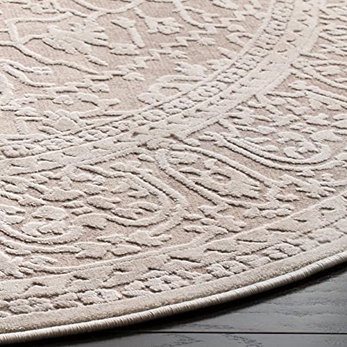 SAFAVIEH Reflection Collection 10' Round Beige/Cream RFT670A Boho Tribal Distressed Living Room Dining Bedroom Foyer Area Rug