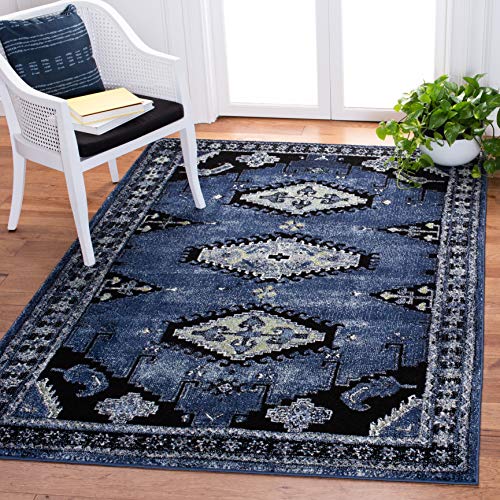 SAFAVIEH Vintage Hamadan Collection 8' x 10' Blue/Black VTH251M Traditional Oriental Living Room Dining Bedroom Area Rug