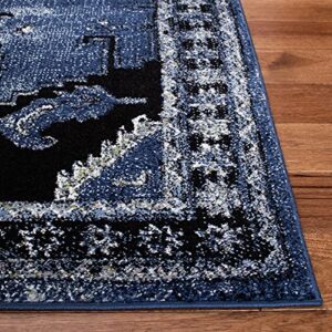 SAFAVIEH Vintage Hamadan Collection 8' x 10' Blue/Black VTH251M Traditional Oriental Living Room Dining Bedroom Area Rug